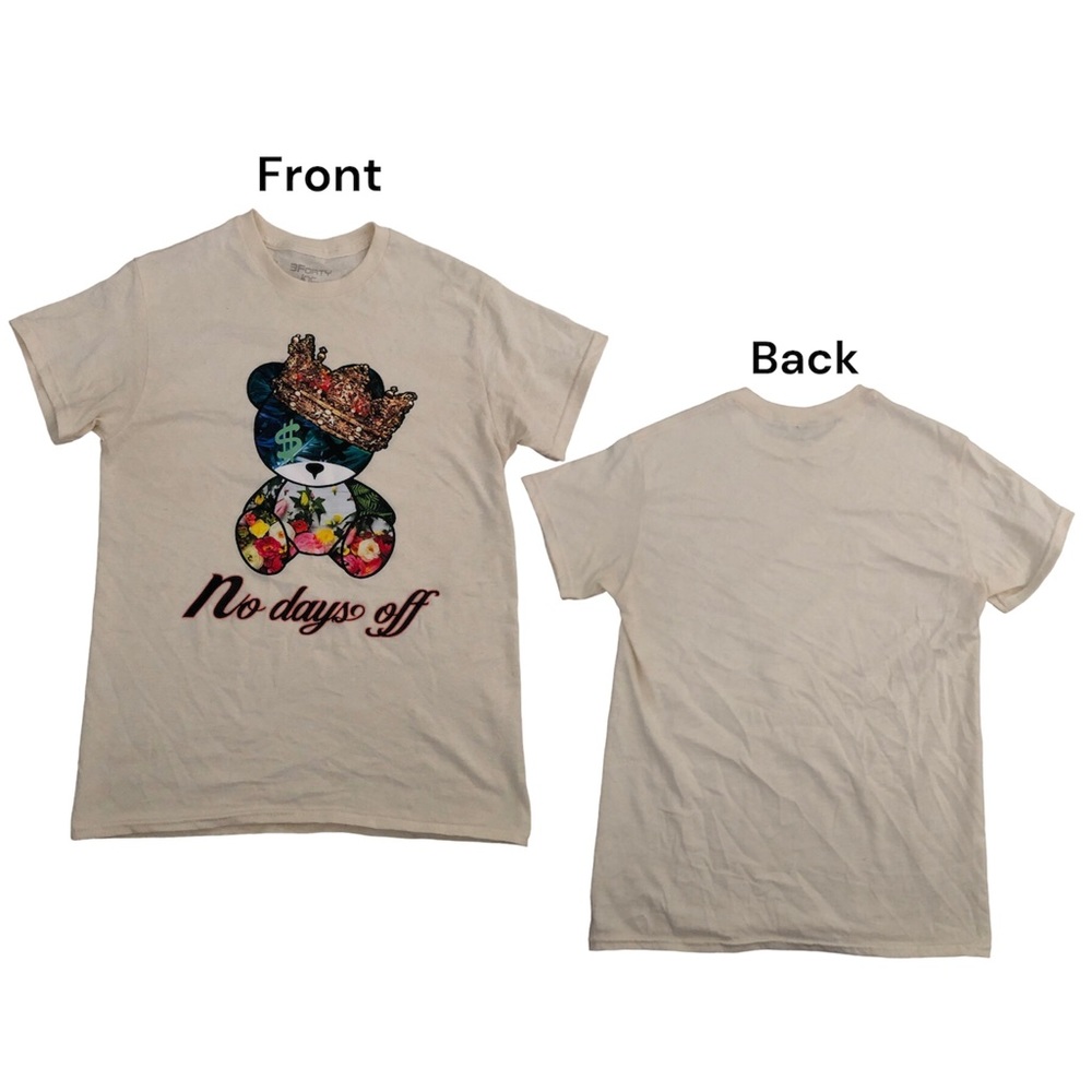 3Fourty Inc. Graphic Tee Shirt Mens Size S Street Wear Short Sleeve Teddy Bear